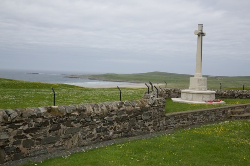 The Kilchoman Military Cemetery which is maintained by the Commonwealth War Graves Commission.  Most of the graves resulted from a ship sinking just off the coast near here.  The CWGC site says, "This cemetery was made for the burial of the dead from H.M.S. Otranto, sunk on the 6th October, 1918, after a collision".