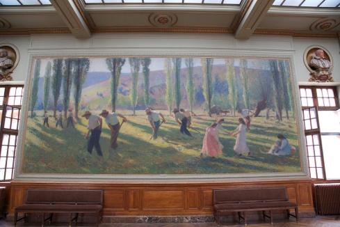 An example of the many huge paintings.  The predominant artists were Henri Martin and Paul Gervais.  This painting is one of four by Martin representing the seasons called 'Summer'.